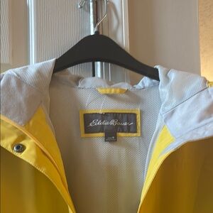 Eddie Bauer Rain jacket; Medium; snap and zipper closure,side pockets,hood.